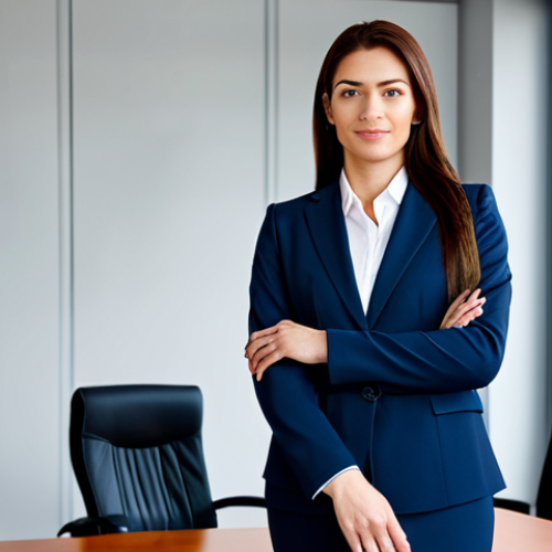 Home 7 **
"A professional businesswoman in a modest business suit, standing confidently in a modern office, fully clothed, appropriate attire, safe for work, perfect anatomy, natural proportions, professional photography, high quality"
**